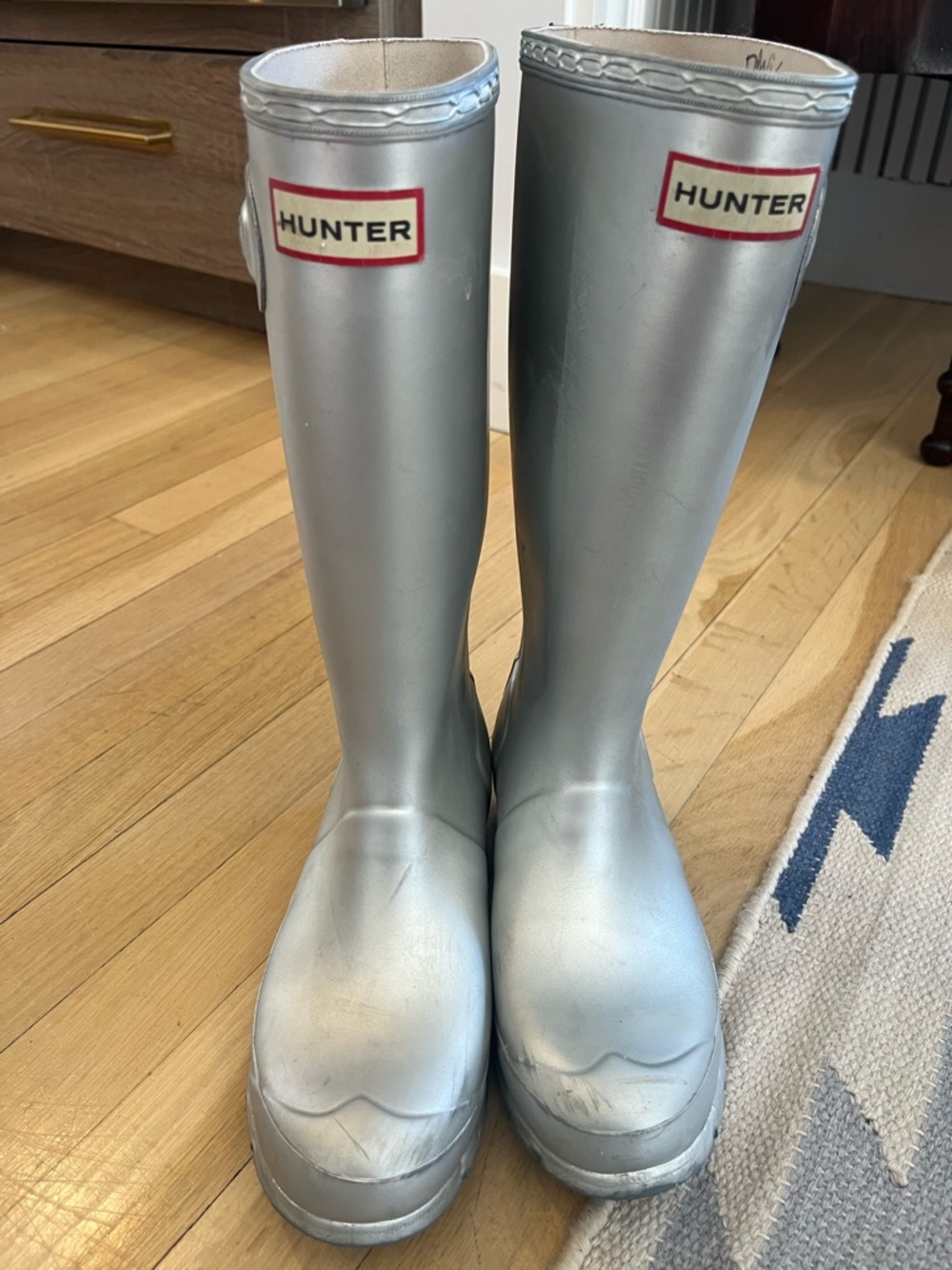 Hunter Silver Metallic Mid-Calf Rain Boots